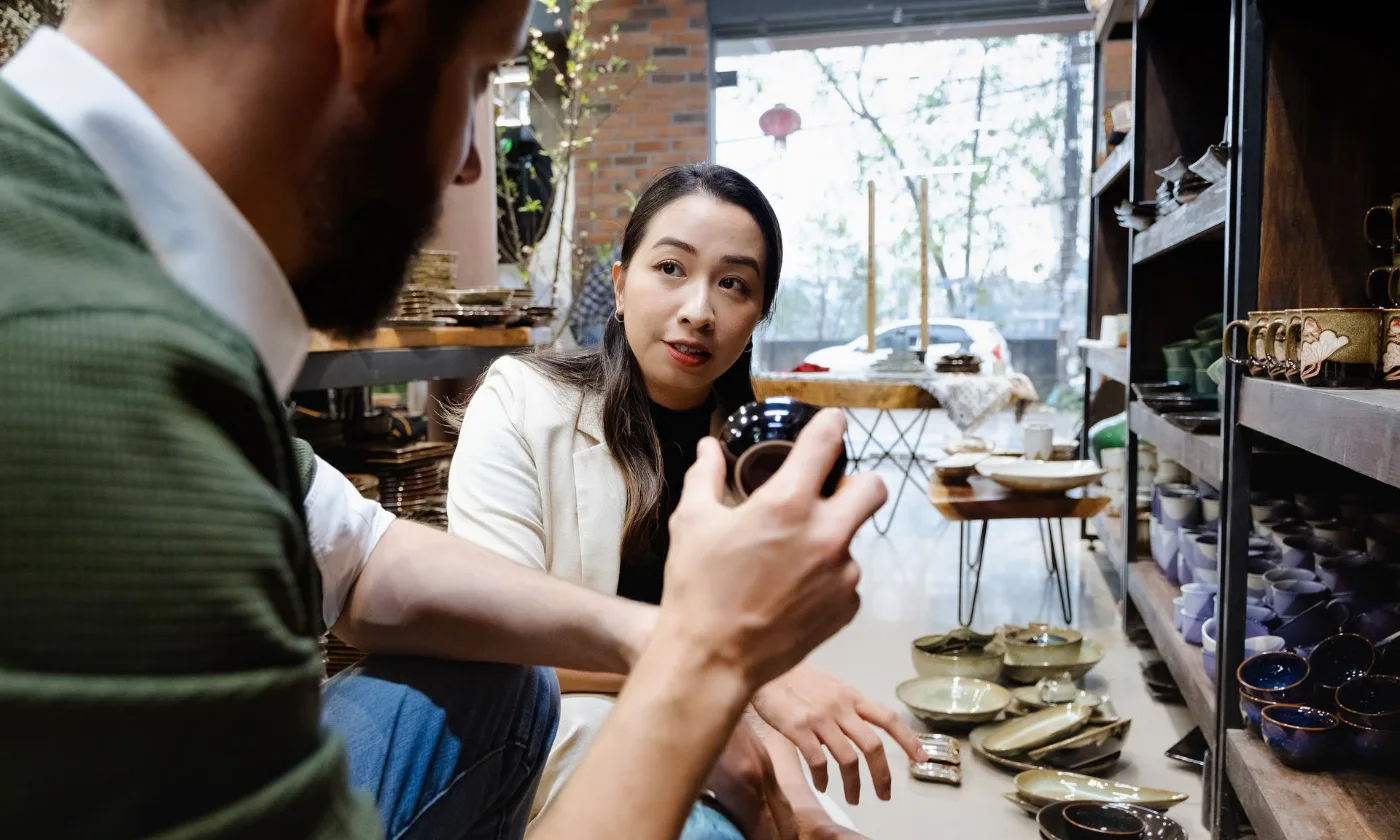 Annamis founders in a Vietnamese pottery shop