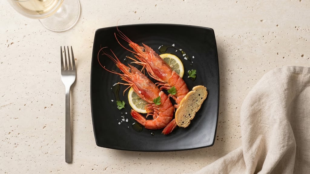 Patagonian red prawn plated on an Annamis dish