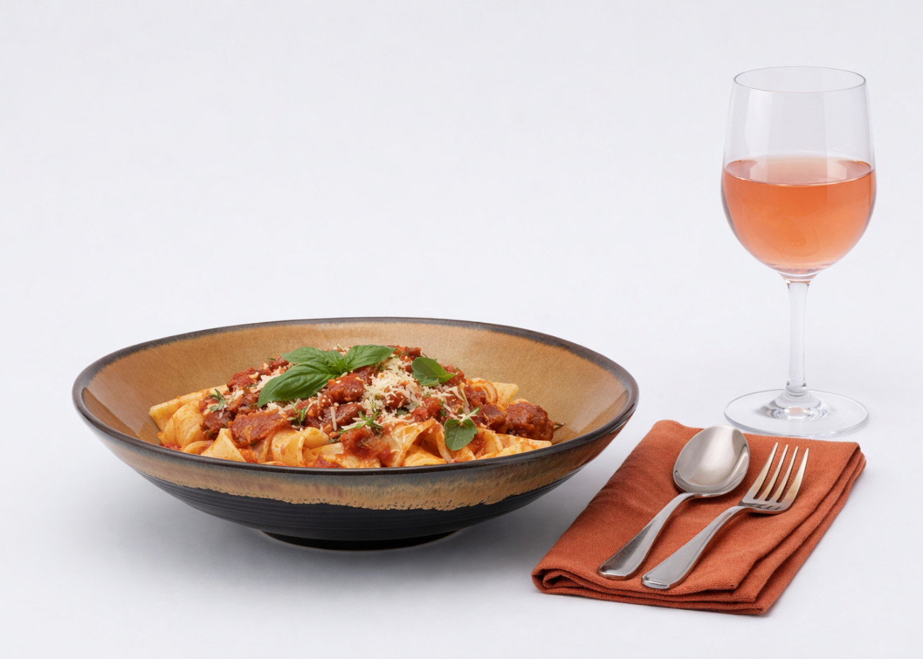Rustic Pappardelle, Hearty Tomato Ragù on Autumn Harvest