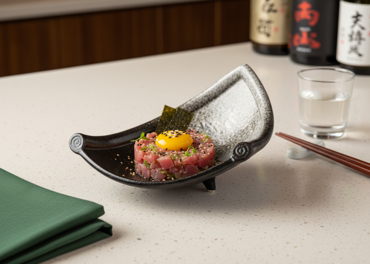 Toro tartare on a Carbon Mist plate